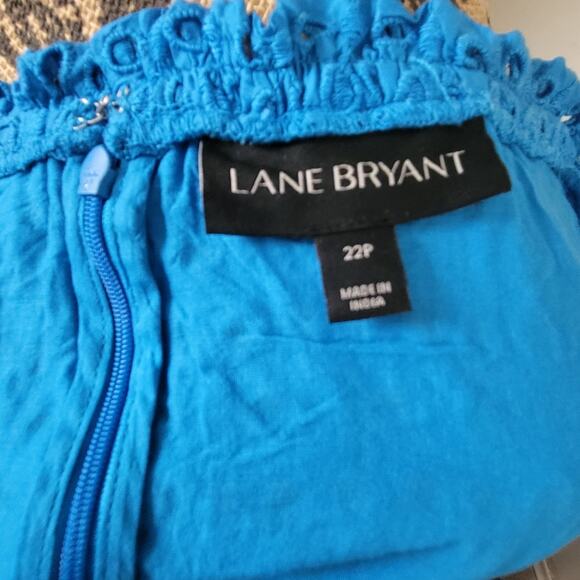 22 petite Lane Bryant cottagecore blue eyelet lace midi dress, square neckline - Picture 3 of 3